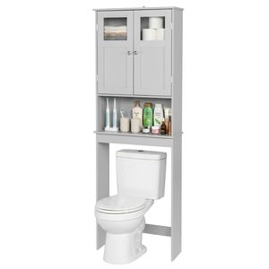 Mobile da Bagno a Doppia Anta in MDF Verniciato Grigio 60*22*170cm, Arredo per Toilette e Bagno - Product Image 5