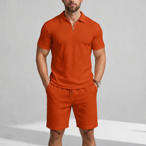 2026 Wholesale Summer Men's Casual Shorts <b>Set</b> Plain Color Solid 100% Cotton Jersey Quick Dry Knitted Customized Logo <b>Twin</b> <b>Set</b> - Product Image 1