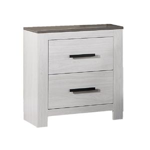 <b>White</b> 1pc Bedroom Furniture Paper Veneer Nightstand with 2 Drawers <b>Bedside</b> Table - Product Image 2