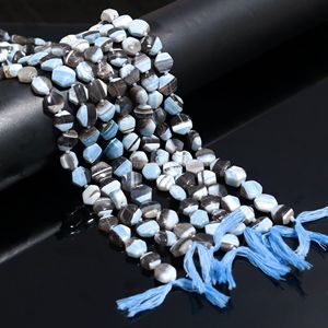 Perles d'opale bleue naturelle taille hexagonale 11mm 12mm, fil de perles de pierres précieuses opale 13 pouces pour la fabrication de bijoux, prix de gros en vrac - Product Image 6