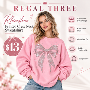 Custom Rhinestone Printed Oversized Sweatshirt Women's Crew Neck Cotton Fleece <b>Top</b> Casual Winter Wear Sweat Tee <b>Ladies</b> Pullover - Product Image 1