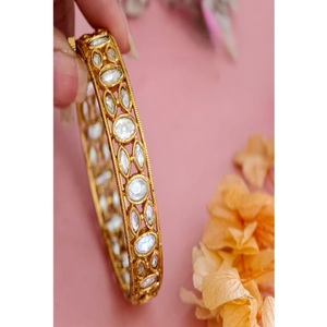 Glamorous Premium Quality Brass Gold Plated Moissanite Two <b>Set</b> Of Fashion Bangles For Women Wedding Wear Collection - Product Image 1