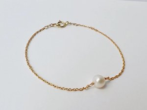 Dainty Gold Pearl <b>Bracelet</b> Single Piece Tiny Pearl Jewelry June Birthstone Elegant Handmade <b>Bracelet</b> for Women Gift - Product Image 3