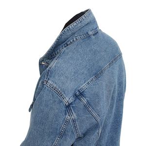 Nouvelle veste universitaire streetwear tendance, design personnalisé de haute qualité, hommes, longue veste à capuche, fermeture éclair sur le devant, col rabattu, denim délavé - Product Image 5