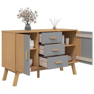 Buffet en bois de pin massif et bois d'ingénierie, gris et marron, taille moyenne - Product Image 6