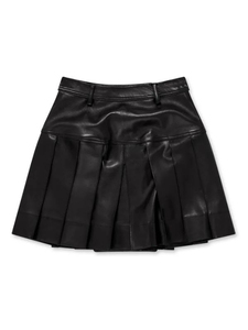 Jupe mini plissée rouge en PU taille haute pour femme, coupe trapèze brillante, couleur unie, toutes saisons - Product Image 6