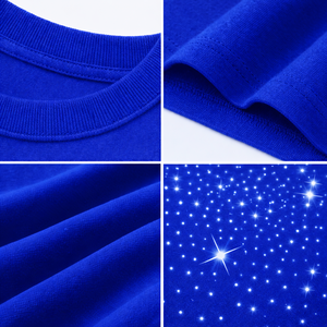 Camiseta Azul con Pedrería para Hombre, Estilo Casual Urbano, Manga Corta, Cuello Redondo, 100% Algodón, Moda Verano, Logotipo Personalizado, OEM, ODM, Venta al Por Mayor - Product Image 6