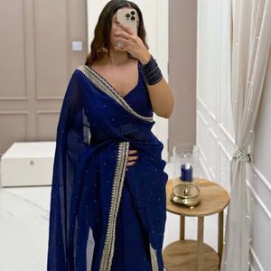 Elegante Saree de Seda Organza Pesada con Bordado de Lentejuelas y Blusa de Diseñador, Precio al por Mayor por Royal Export - Product Image 1