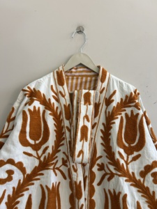 Indian Ethnic Suzani Embroidered Handmade Women Jacket Long <b>Duster</b> Kimono Robe - Product Image 2