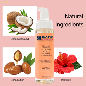 Mousse Coiffante Anti-Frisottis Bio Coco & Hibiscus Fixation Forte Unisexe Rose pour Coiffures Bouclées Prêtes à l'emploi – Offre Spéciale - Product Image 4
