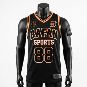 Maillot de basket-ball pour homme en polyester respirant de haute qualité 155 GSM, noir et orange, logo brodé, maillot d'équipe personnalisé - Product Image 3