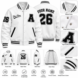 Blouson universitaire unisexe personnalisé pour l'hiver, style baseball, avec col montant, boutons sur le devant, broderie personnalisée, service OEM - Product Image 1