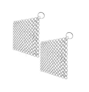 Private Labelling Metal Chainmail Scrubber For Cleaning Pots Pans Cast Iron <b>Cookware</b> With Strong Stainless Steel Rings - Product Image 3