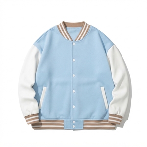 <b>Men's</b> High Quality Waterproof Windproof Varsity <b>Jacket</b> Two Tone Bomber Style Contrast Sleeve Outerwear Ribbed Collar Cuffs Hem - Product Image 2