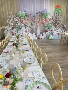 Juego de Mesa y Sillas de Ratán para Niños, Rectangular, Estilo Escandinavo, Apilable, Respaldo de Listones, Resistente y Portátil, para Fiestas Infantiles - Product Image 6