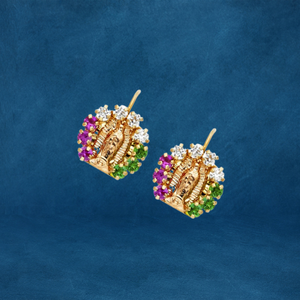 Pendientes clásicos chapados en oro para madre María, joyería de moda, diamantes coloridos para fiestas de mujeres, bodas, regalos personalizables, aleación - Product Image 3