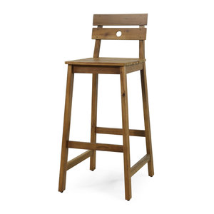 Outdoor Teak Wood Bar Chair Patio High <b>Stool</b> Garden Cafe Restaurant Balcony Furniture Solid Wood Outdoor Seating - Product Image 2