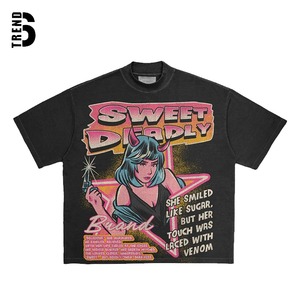 เสื้อยืดผู้หญิงสีดำพิมพ์ลาย Sweet Deadly Band แบบรัดรูป คอวี แขนสั้น สไตล์สตรีทแวร์ ผลิตจากโพลีเอสเตอร์ เป็นมิตรต่อสิ่งแวดล้อม - Product Image 1