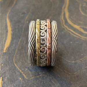 High Quality <b>Silver</b> 925 <b>Spinner</b> Handmade Textured <b>Ring</b> Trendy Style Wide Band <b>Ring</b> Fine Jewelry For Everyone - Product Image 2