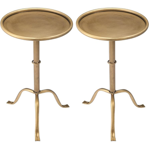 Table d'appoint minimaliste en métal avec plateau rond et base sculpturale en colonne, table basse moderne pour salon - Product Image 3