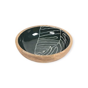 Festive Wooden Serving <b>Bowl</b> with Red Christmas <b>Enamel</b> Pattern for Holiday Dining Table and Seasonal Home Decor - Product Image 2