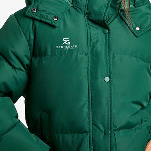 Chaqueta de Burbuja Cortavientos para Mujer, Abrigo Acolchado Cálido de Invierno con Capucha, a la Moda, para Exteriores, de Color Sólido, Ligero, de Alta Calidad, con Logotipo Personalizado - Product Image 6