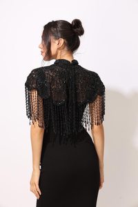 Handmade Crystal Beaded Nylon Velvet Hijab Women's Luxury Fringe <b>Wrap</b> Floral Pattern Lightweight Autumn Evening Party <b>Gift</b> Mom - Product Image 2