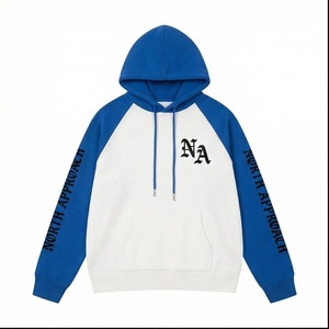 Sweat à capuche oversize pour homme North Approach, manches raglan, blanc et bleu, en coton French Terry, décontracté, pour l'automne, avec poche - Product Image 1