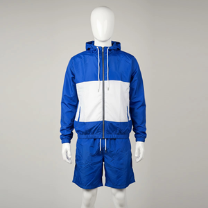 Ensemble de survêtement deux pièces Meyba Sports de qualité supérieure pour homme, coupe-vent décontracté uni avec veste courte et capuche zippée réfléchissante, collection 2026 - Product Image 6