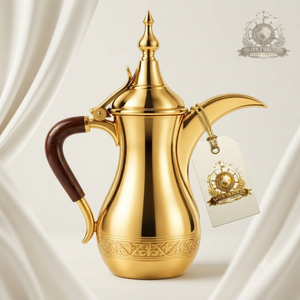 Matte Black Arabic <b>Coffee</b> <b>Pot</b> With Gold Trim Traditional Dallah <b>Metal</b> Islamic Tea Server Luxury Middle Eastern Pitcher - Product Image 2