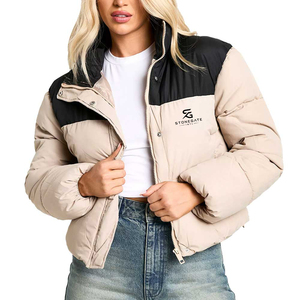 Veste matelassée coupe-vent pour femme, chaude et légère, avec capuche, couleur unie, nouvelle collection 2026, haute qualité, avec logo, idéale pour l'extérieur - Product Image 2