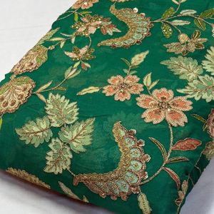 Tela de Lujo con Patrón Floral de Lentejuelas Bordadas en Georgette de Viscosa Pura para Niñas y Niños, Ligera y Elegante - Product Image 5
