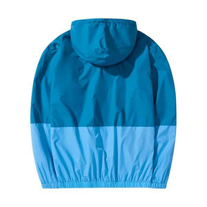 Chaqueta Cortavientos Ligera con Capucha de Alta Calidad para Hombre, Personalizable, de Lona, Color Azul Sólido, Transpirable, Ecológica para Invierno - Product Image 2