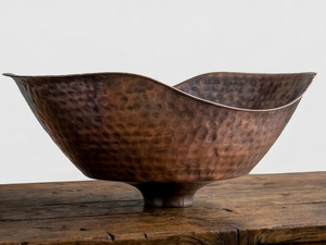 Hammered Copper Vessel Sink Oval Wave <b>Bathroom</b> Basin Handmade <b>Rustic</b> Modern <b>Vanity</b> Wash Basin Luxury Decorative Copper Sink - Product Image 2