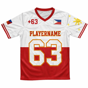 Camiseta de Fútbol Personalizada con Bandera, Cuello en V, Manga Corta, Transpirable, Poliéster, Impresión Sublimada, Número 63, Talla Adulto - Product Image 4