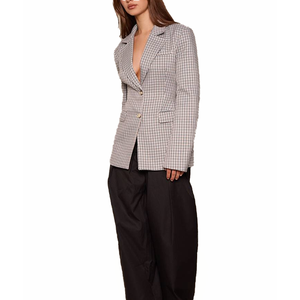 Blazers à carreaux pour femmes en gros, manches longues, col à revers, bouton unique, en viscose, sur mesure, fabricant OEM ODM - Product Image 2