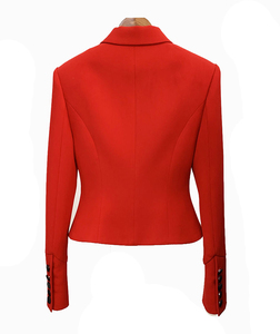 Women's red Genuine Leather Moto Jacket Full Sleeve <b>Zipper</b> Closure Stand Collar Autumn Style - Product Image 2