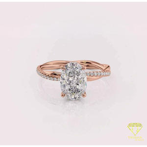 Bague en argent sterling 925 avec diamant moissanite taille coussin et pierres latérales en forme de poire, finition or rose, bijoux de mariée pour les détaillants - Product Image 6
