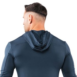 Sudadera Deportiva de Punto Azul Marino para Hombre, Sudadera con Capucha Elástica para Entrenamiento, Gimnasio, Ropa Deportiva Activa de Manga Larga - Product Image 5
