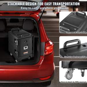 Caja de platos de catering aislada apilable 81QT Plato de frotamiento 81QT para camiones de comida Portador de bandejas de alimentos aislado - Product Image 5