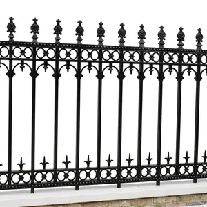 Elegante Valla de Hierro Fundido para Exteriores con Diseño Ornamental y Postes con Forma de Linterna para Uso Residencial - Product Image 4