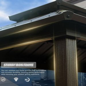 Gazebo de jardin 6x10FT avec toit rigide en acier galvanisé double et 2 armoires, auvent de terrasse et pergola par Ceili - Product Image 4