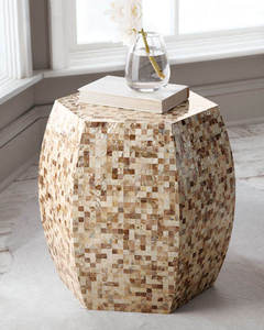 <b>Brown</b> and White Capiz <b>Table</b> Minimalist Square Accent Side <b>Table</b> For Home And Hotel Interior Decoration Premium Quality - Product Image 2