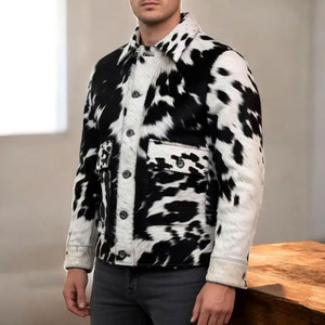 Veste en cuir de vache véritable pour homme, manches longues, style motard contemporain, finition robuste, résistante au vent, vêtement d'extérieur haut de gamme pour l'hiver - Product Image 2