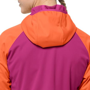 Veste softshell pour femme avec capuche, blocs de couleur, fermeture éclair, résistante à l'eau, vêtement d'extérieur, coupe classique, toutes saisons - Product Image 6