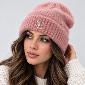 Premium Fluffy Mohair Style Knit <b>Beanie</b> Soft Warm Winter <b>Hat</b> Custom Embroidered Logo <b>Slouch</b> Fit Streetwear Fashion OEM ODM Bulk - Product Image 2