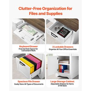 Scrivania da Ufficio Direzionale Robusta in Truciolato con Stazione di Ricarica, 2 Cassetti Contenitori, Stile Rustico/Country - Product Image 6