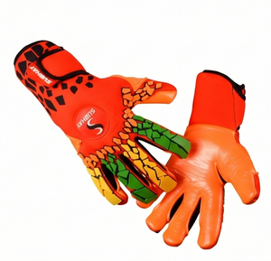 Guantes de Portero de Fútbol Juvenil Color Naranja |   Guantes de Látex Personalizados 3D de Goma para Niños con Corte Negativo, Dedos Enrollados y Agarre Colorido con Efecto Salpicado - Product Image 2