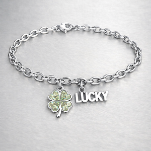 Cadeaux en gros, breloques personnalisées en métal en forme de trèfle à quatre feuilles, bracelet tennis en argent sterling 925 - Product Image 4