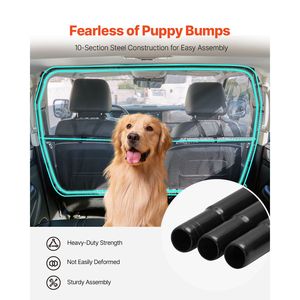 Barrière de voiture pour chien de 50 pouces de large avec 4 roues, adaptateur universel pour véhicule, séparateur pour animaux de compagnie pour sièges avant, pour chats, installation facile - Product Image 5